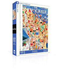 New York Puzzle Company beachgoing puzzle box front, vibrant cover, ideal for gifting and display.