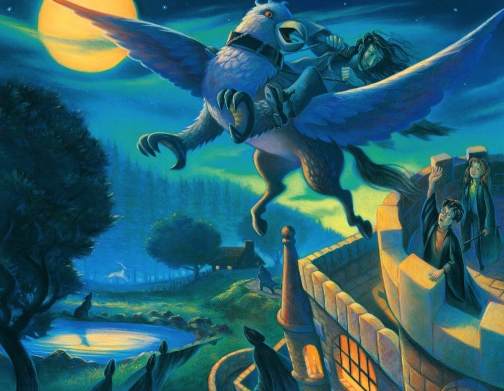 New York Puzzle Company Harry Potter Rescue of Sirius Mini artwork closeup, vibrant Mary GrandPré illustration for fans.