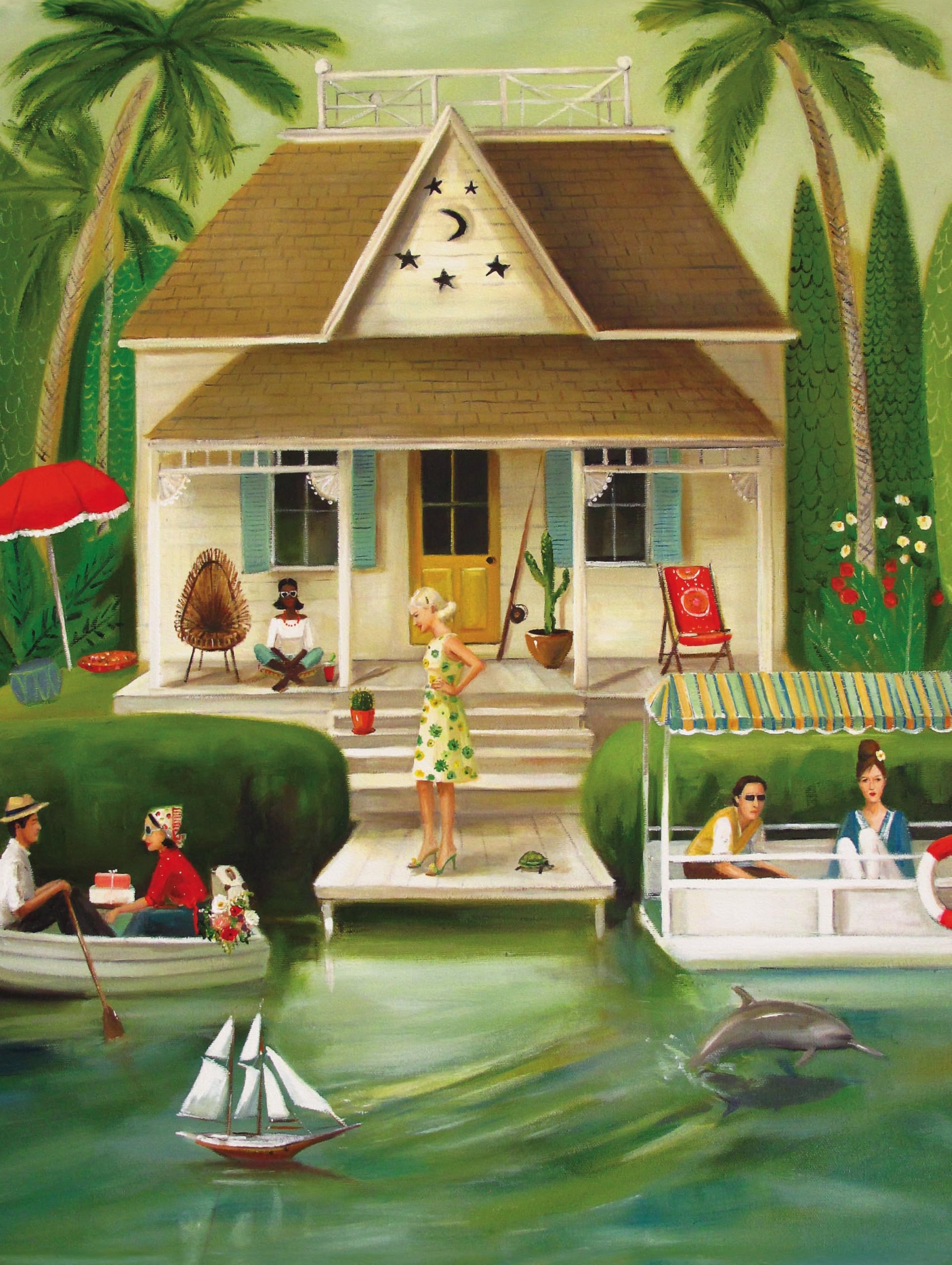 New York Puzzle Company Janet Hill Splendid Summer Home window view puzzle scene