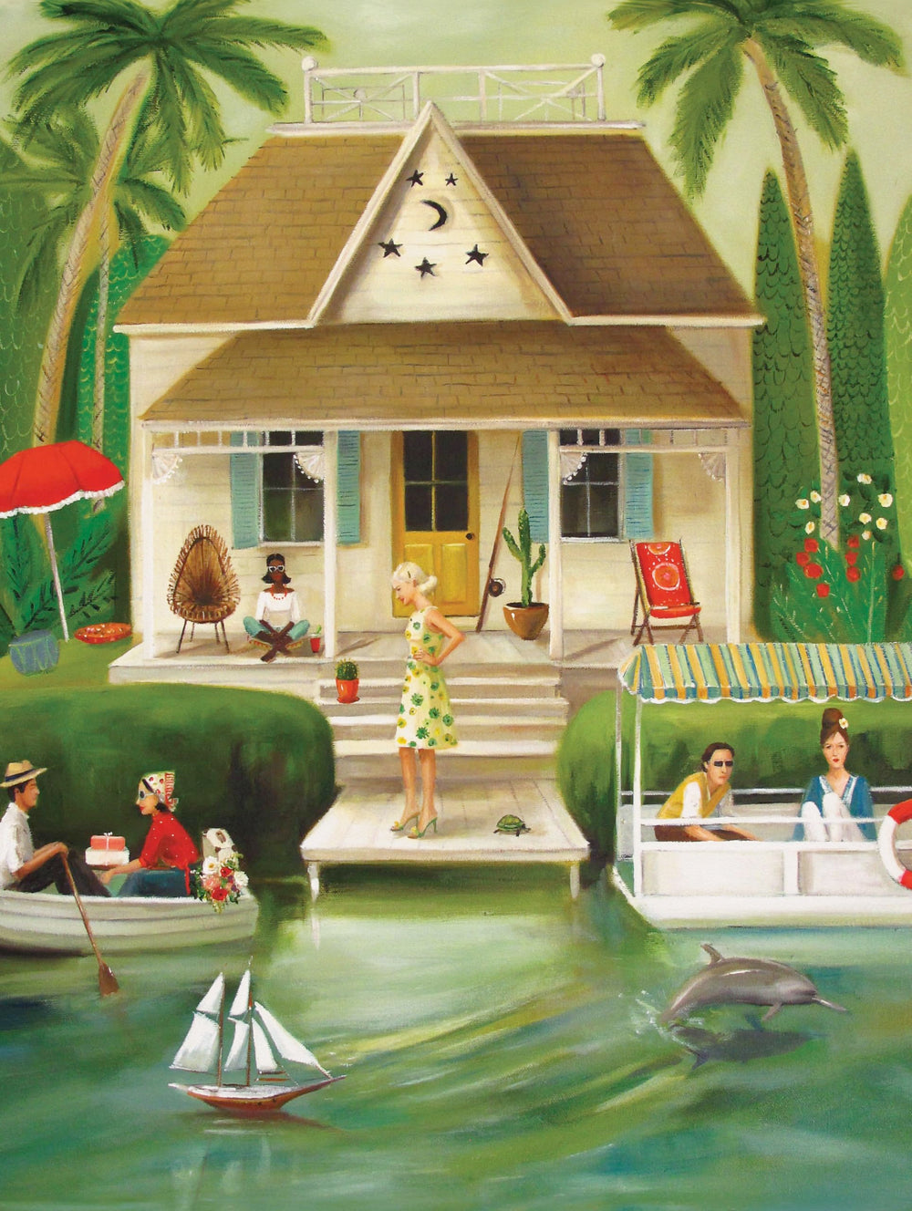 New York Puzzle Company Janet Hill Splendid Summer Home window view puzzle scene