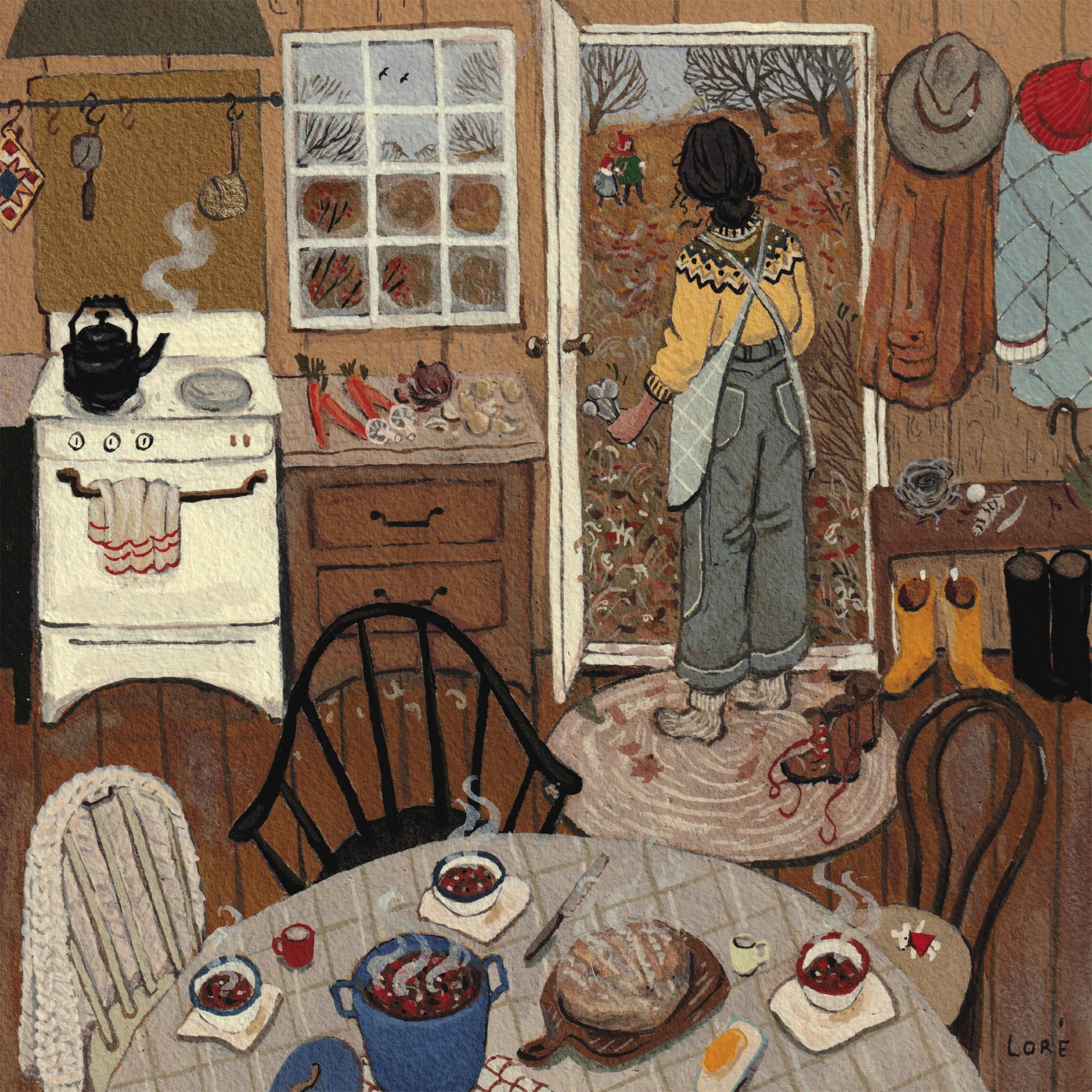 Loré Pemberton Dinner Bell illustration featuring woodland creatures for nature-inspired calm evenings