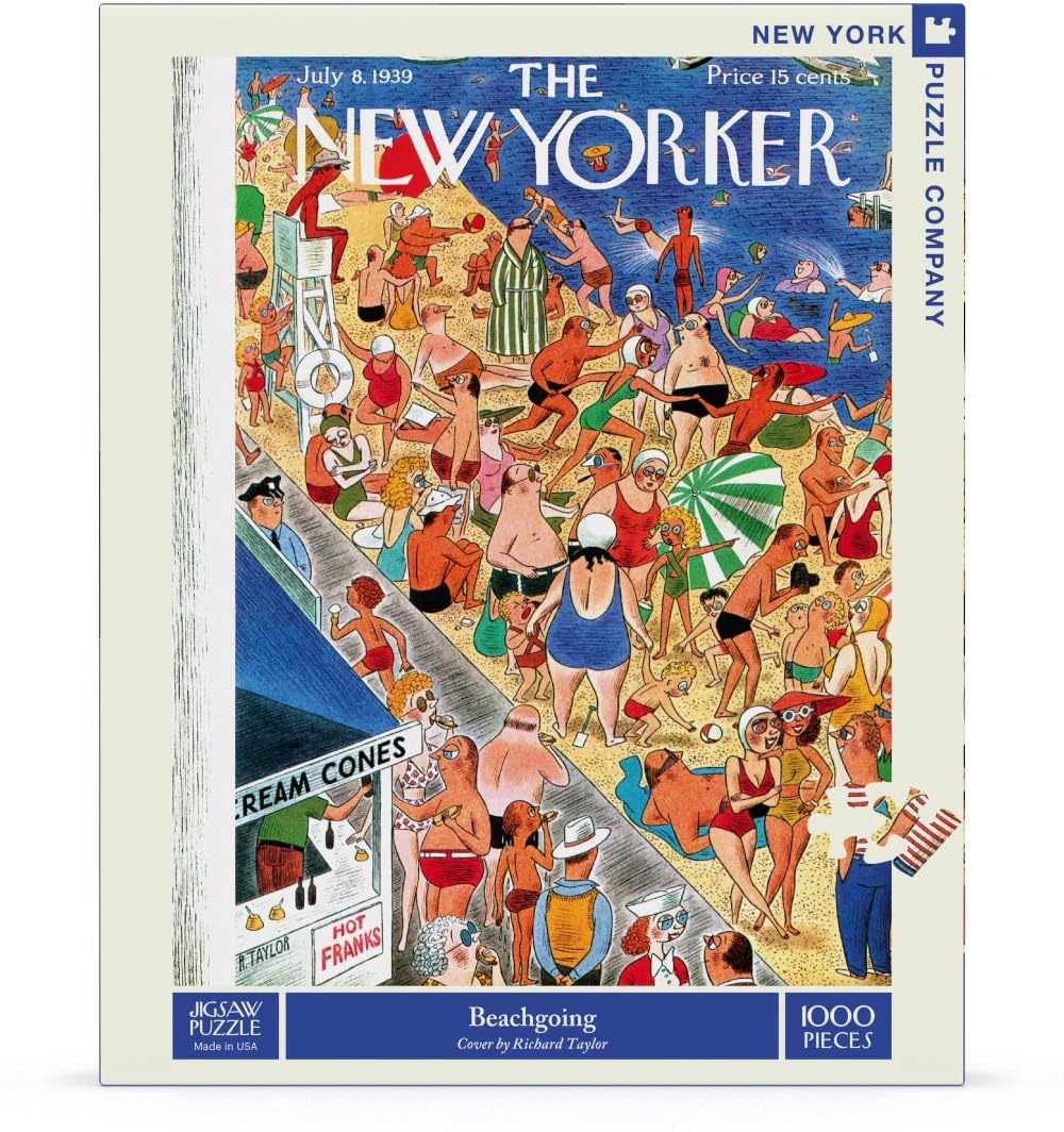 New York Puzzle Company New Yorker cover art close-up, sparks conversation and collector interest.