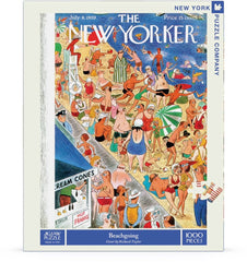 New York Puzzle Company New Yorker cover art close-up, sparks conversation and collector interest.