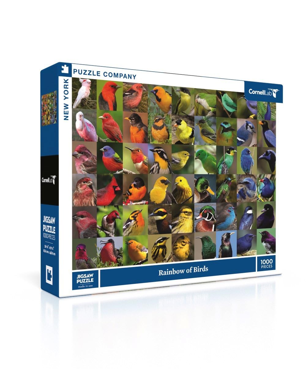 New York Puzzle Company Cornell Lab Rainbow of Birds 1000-piece puzzle for adults.