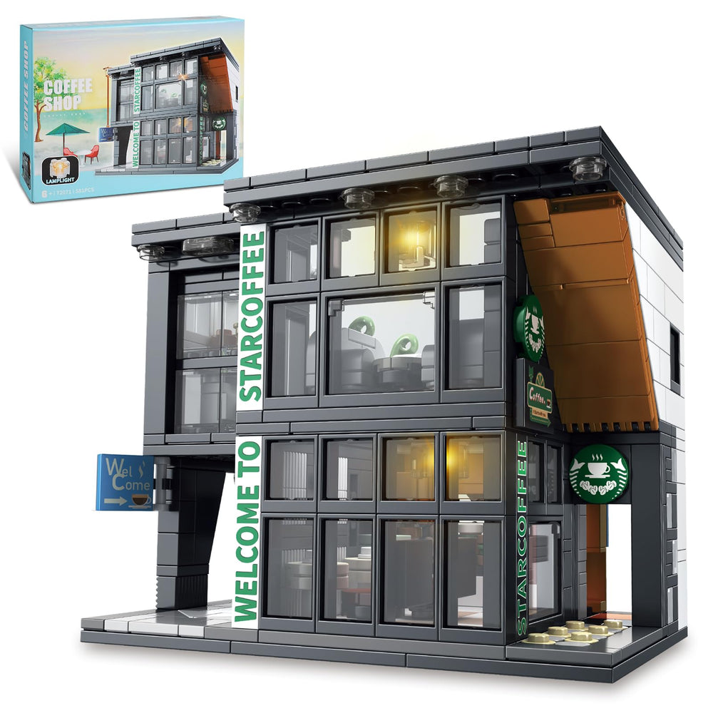 NEWABWN City Coffee House set with lighting for a cozy cafe display.
