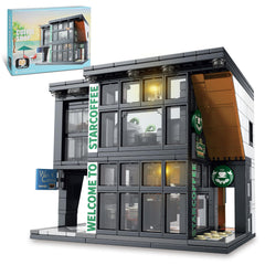 NEWABWN City Coffee House set with lighting for a cozy cafe display.