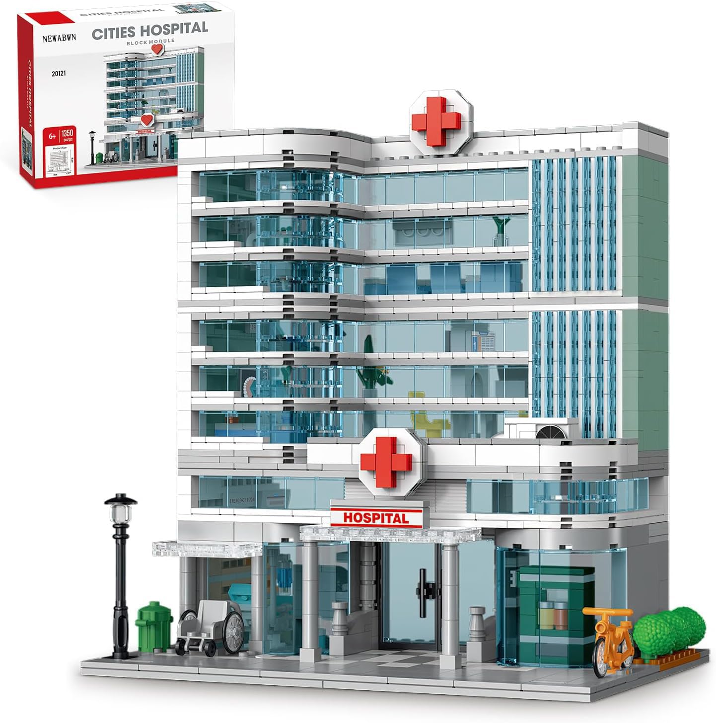 NEWABWN City Hospital with LED exterior lighting for lifelike nighttime scenes