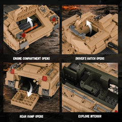 NEWABWN M2 Bradley tank toy engine-compartment view invites hands-on exploration
