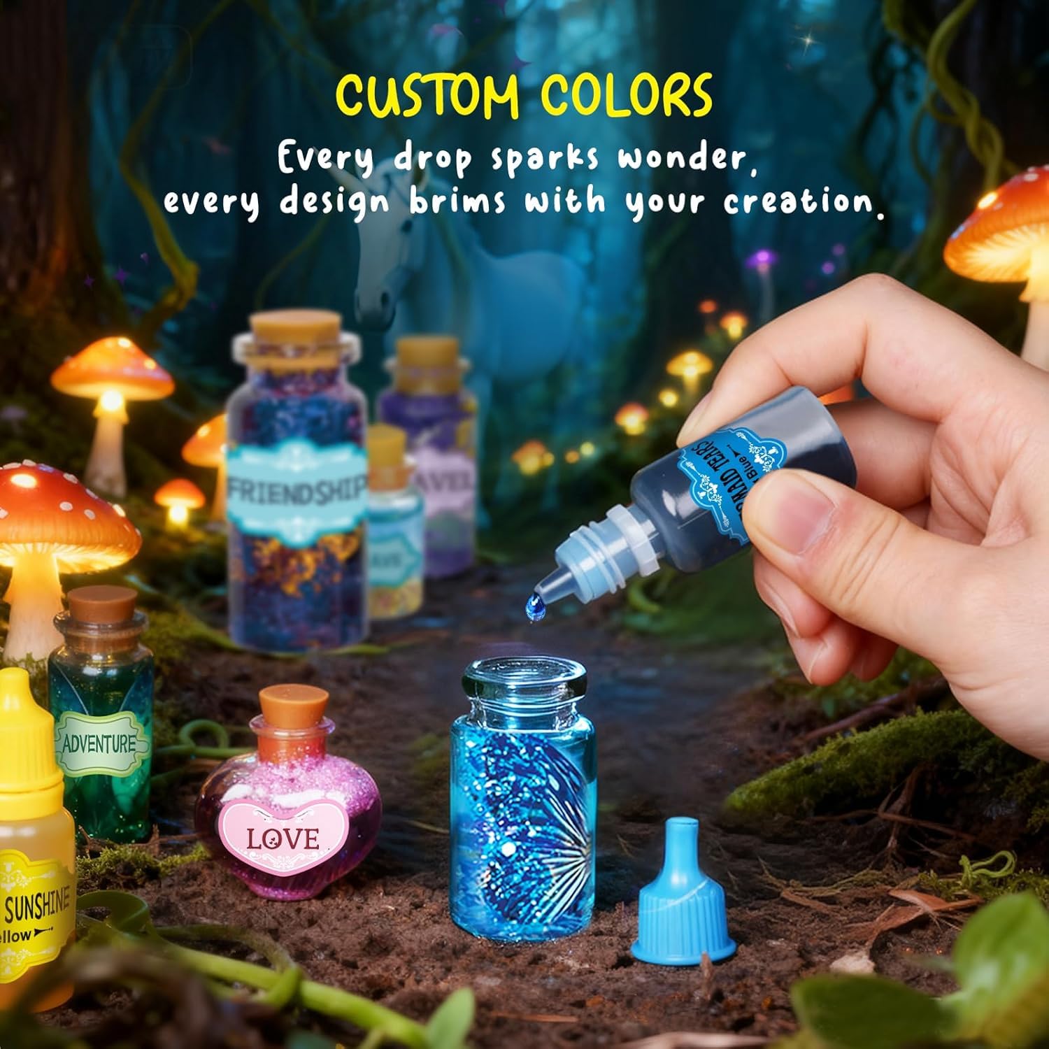 NEWCHEN 22 potion bottles with labels enabling creative experimentation and color mixing