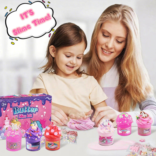 NEWCHEN unicorn slime kit pink crystal slime: shimmering, stretchable fun