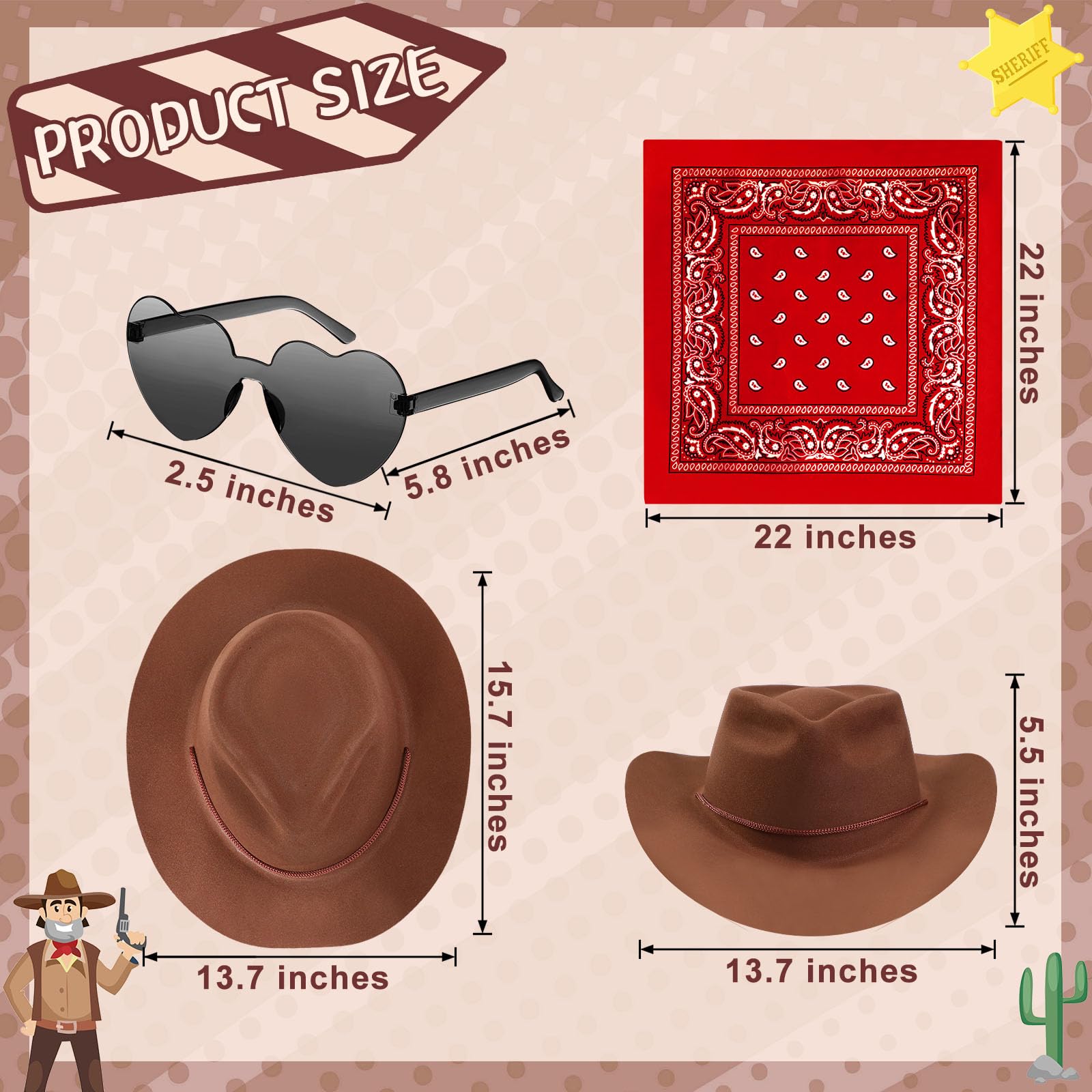 Newcotte paisley bandanas six-pack for western outfits.