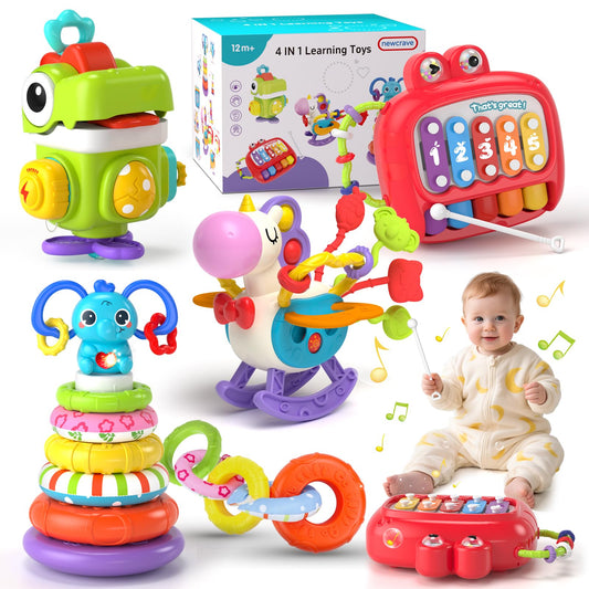 Newcrave 4in1 busy cube toy promotes sensory exploration and motor skills