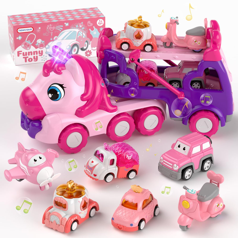 Newcrave 7-in-1 truck set main image encourages imaginative play for toddlers.