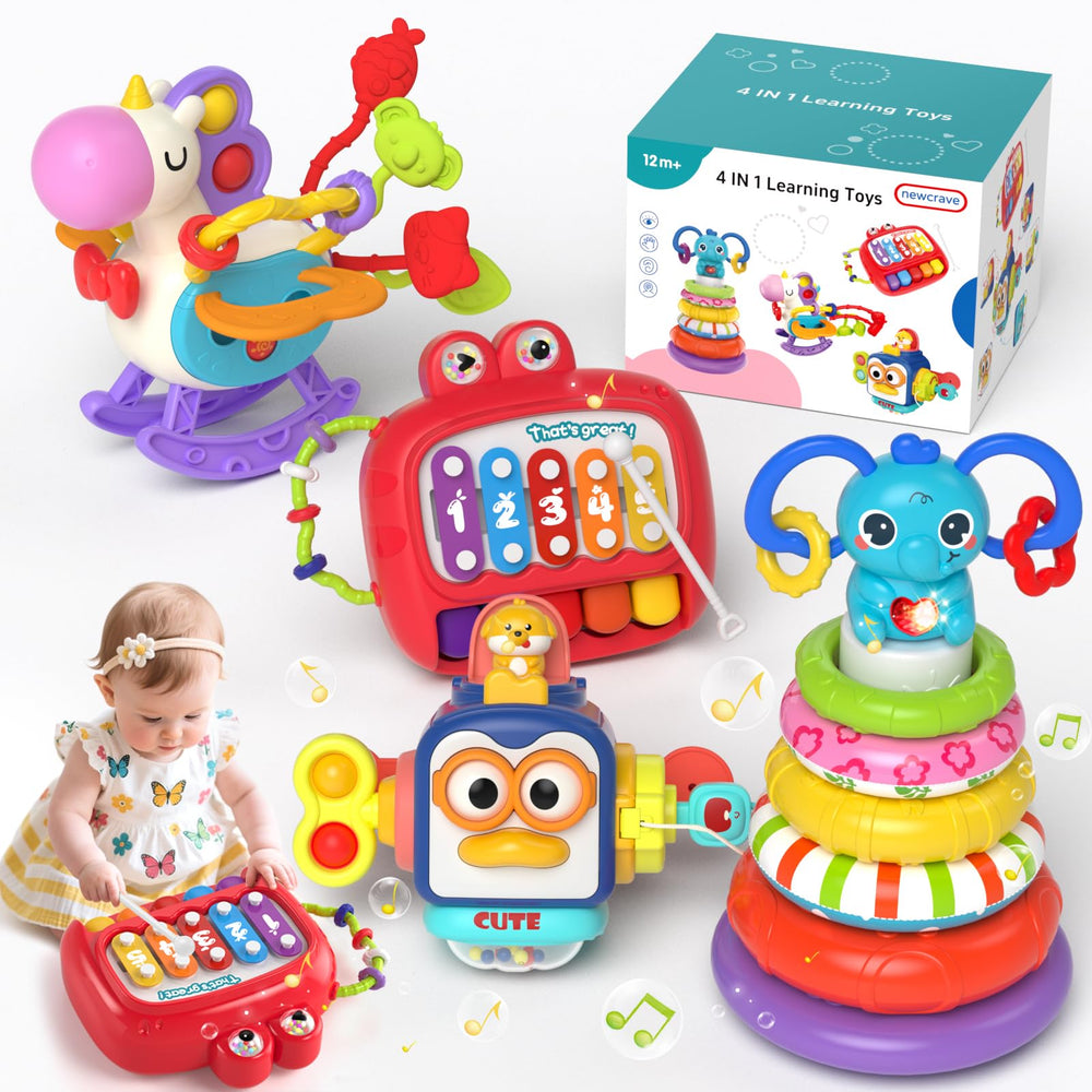 Newcrave dinosaur piano toy with colorful keys for color recognition and motor play.