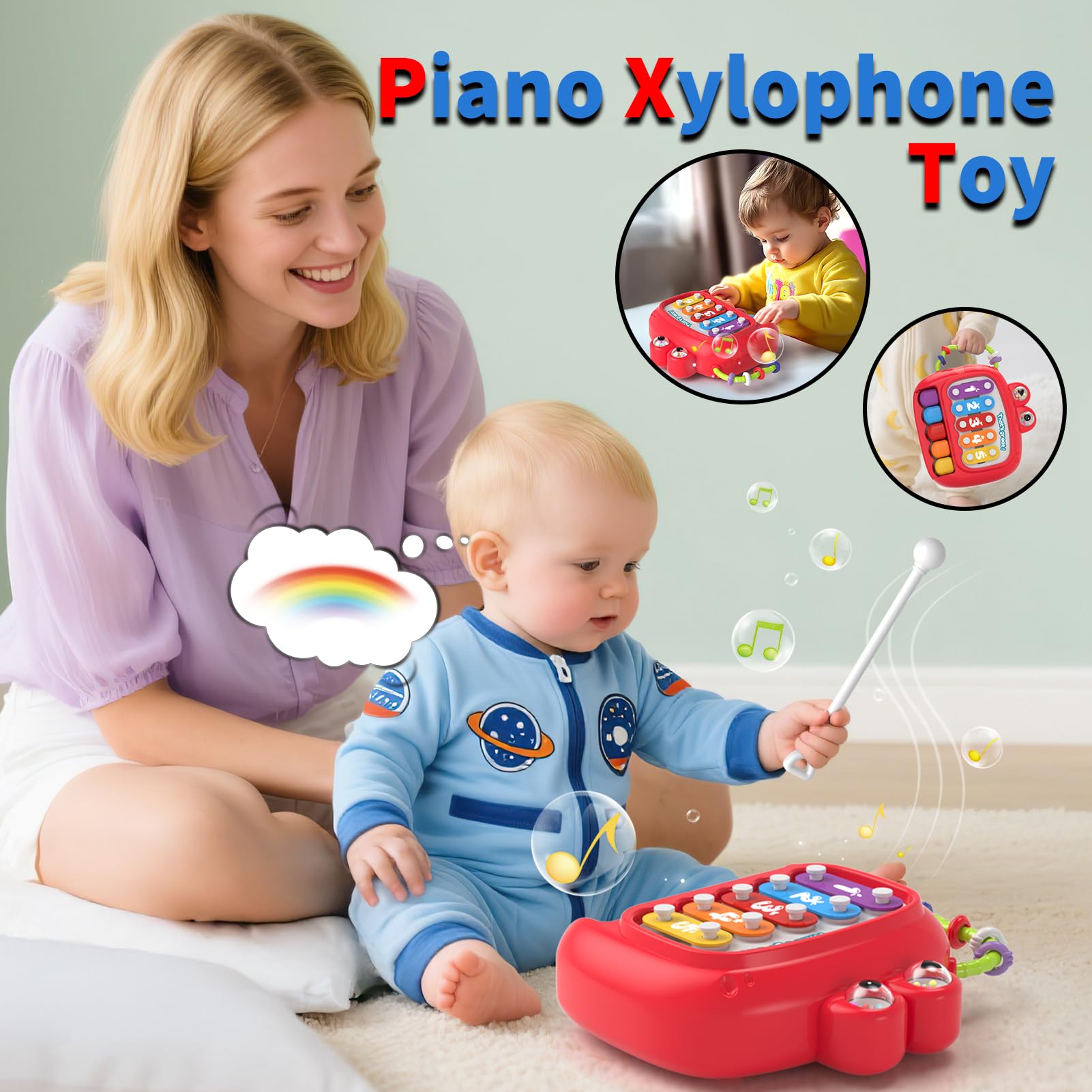 Newcrave pull-string infant toy encourages grasping and cause-and-effect learning