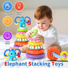 Newcrave stacking rings toy supports color, shape, and counting skills