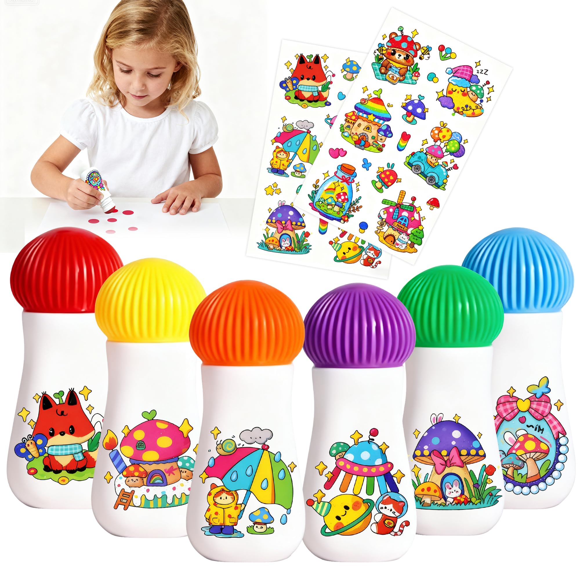 NewFamily mushroom-design dot markers for toddlers, mess-free art time