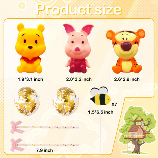 Newmemo Winnie Piglet-topper brightens cupcakes with playful character flair.
