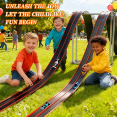 Newmkr suction cups secure the track on smooth surfaces for versatile setup.
