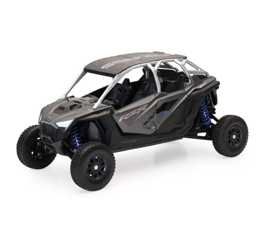 NewRay 1:18 scale RZR Pro R4 die-cast model with movable suspension for authentic display.