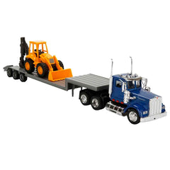 NewRay 1:43 Kenworth W900 trailer side blue, vibrant color enhances shelf appeal.
