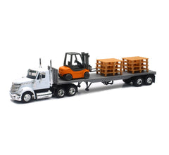 NewRay 16643 long-haul truck flatbed with forklift and pallets, ideal for display