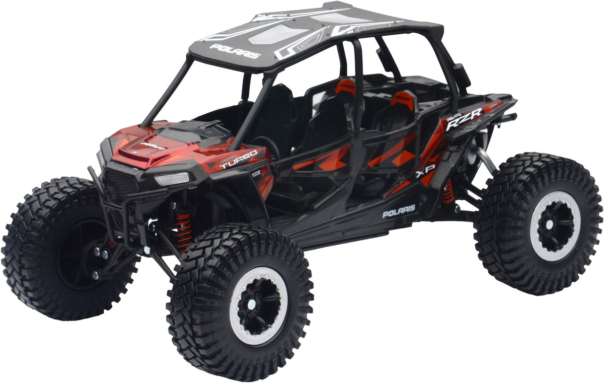 New-Ray 959-0125 replica 1:18 UTV Polaris RZR 4 Turbo XP RC red for kids' outdoor play