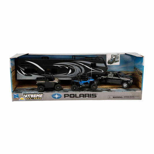 NewRay Dodge Ram Dually with toy hauler and Polaris UTV for imaginative play and collectible display