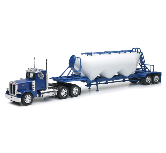 NewRay dry bulk trailer with Peterbilt 379 for realistic play and display.