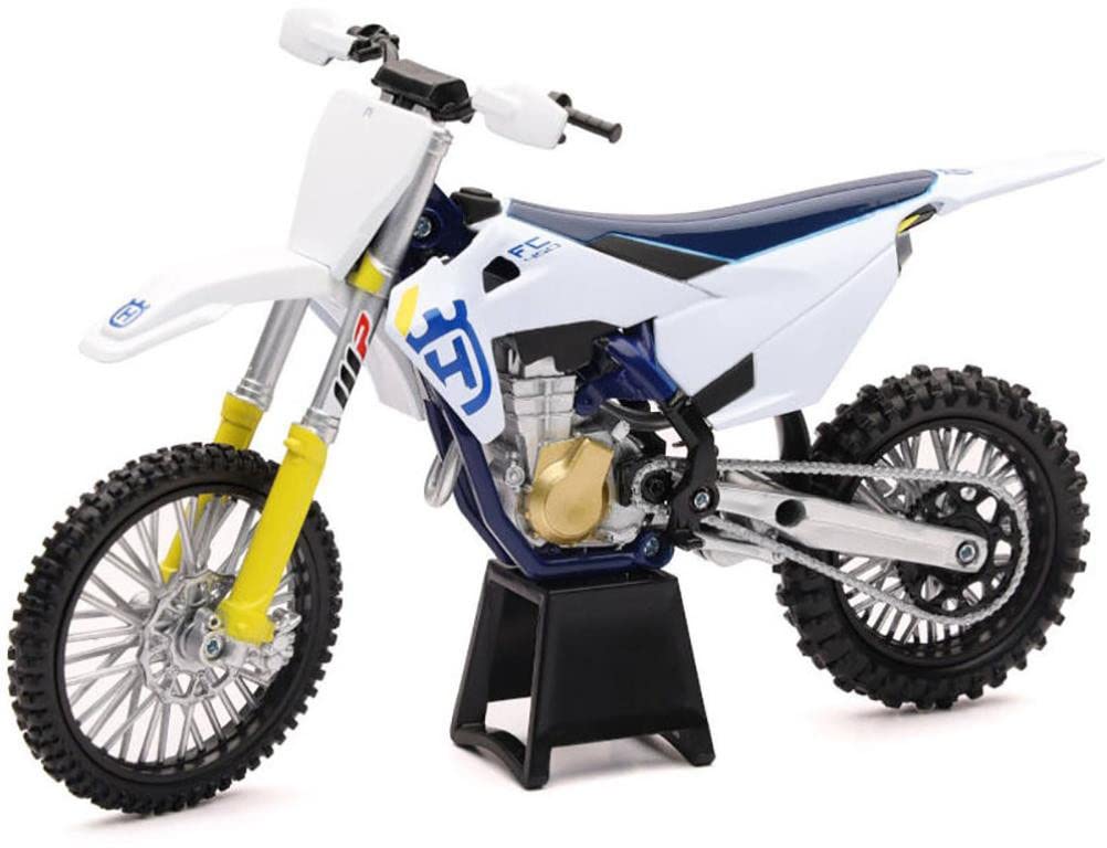 NewRay Husqvarna FC450 white and blue diecast model for display and collection.