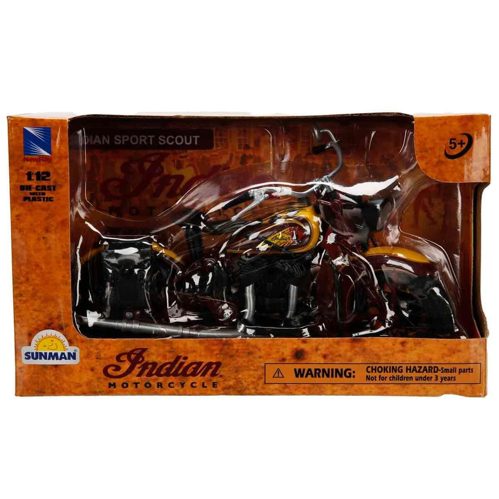 NewRay Indian Sport Scout 1934 diecast angle display suits shelves.