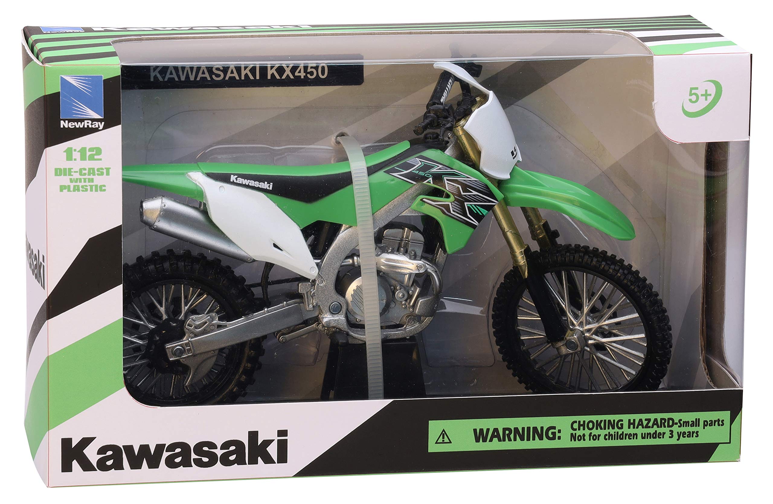 This close-up view highlights the sharp finish and precise decals on the Kawasaki KX 450F.