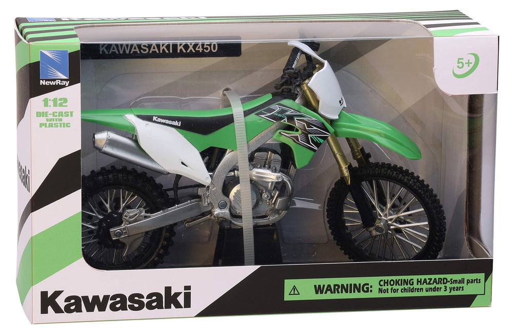 This close-up view highlights the sharp finish and precise decals on the Kawasaki KX 450F.