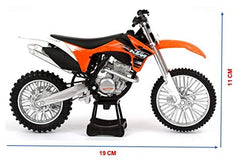 NewRay KTM 350SX-F die-cast dirt bike model in realistic pose ideal for shelves and dioramas.