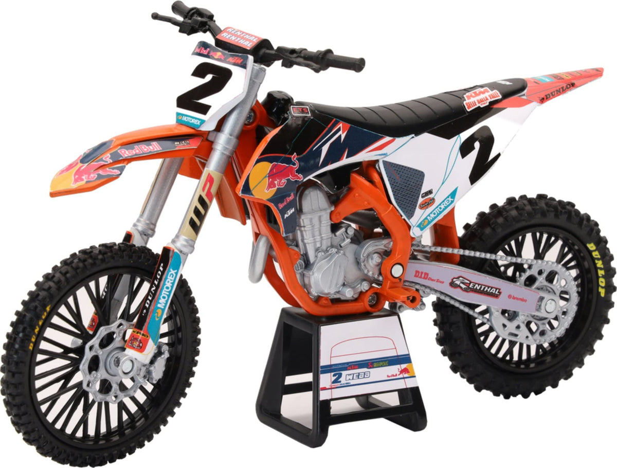 NewRay KTM 450 SX-F #2 Cooper Webb diecast model for display and collection enthusiasts.