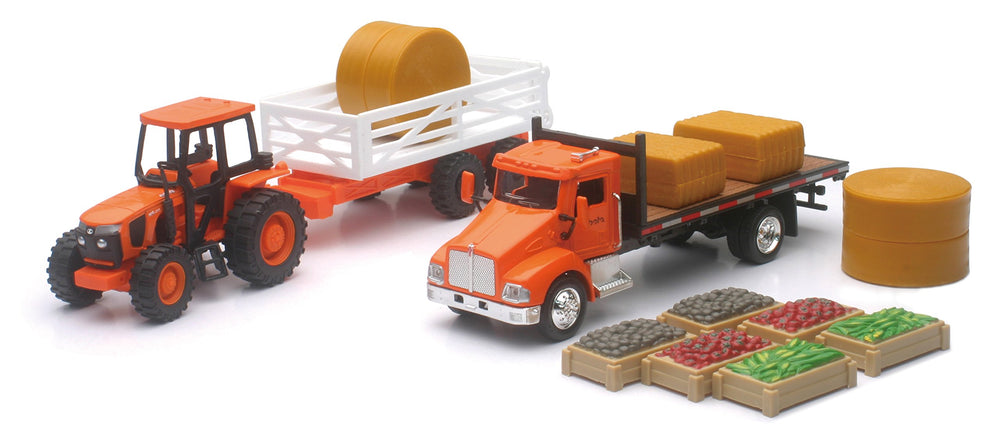 NewRay Kubota farm playset tractor with rolling wheels for imaginative farming play