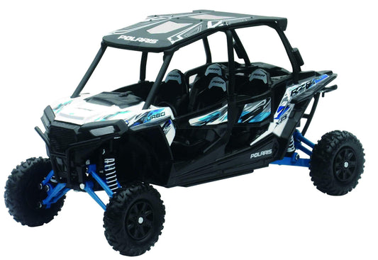 NewRay Polaris RZR XP 4 Turbo Matte White Lightning with bold graphics for premium display.