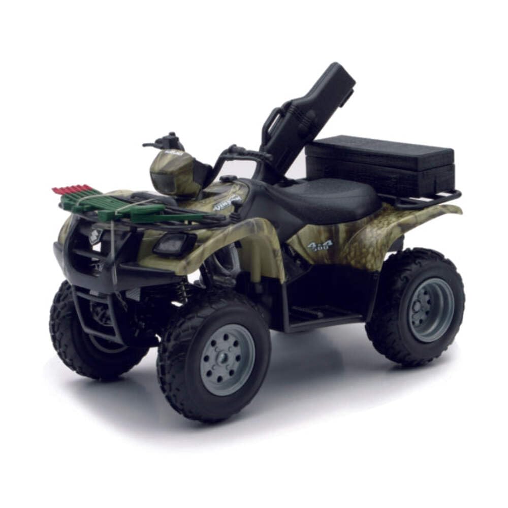New-Ray Suzuki Vinson camo ATV die-cast toy for display and play.