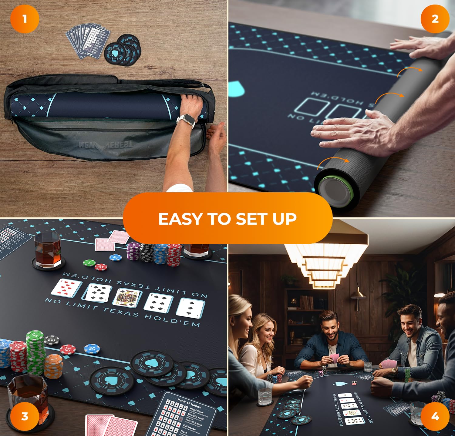 Newverest durable easy-wipe surface cleans quickly after a game.