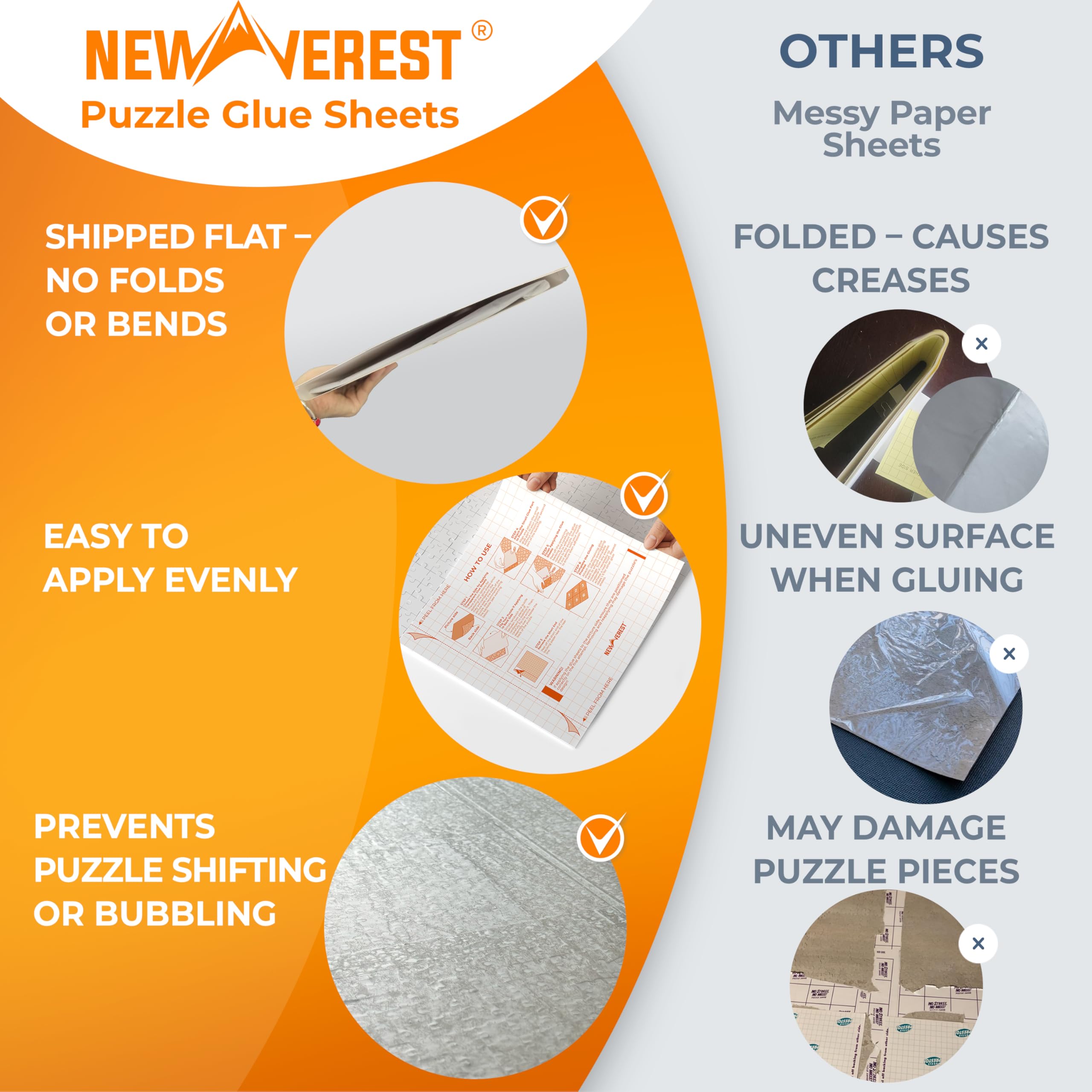 Newverest flat shipping packaging protects sheets and preserves adhesive strength.