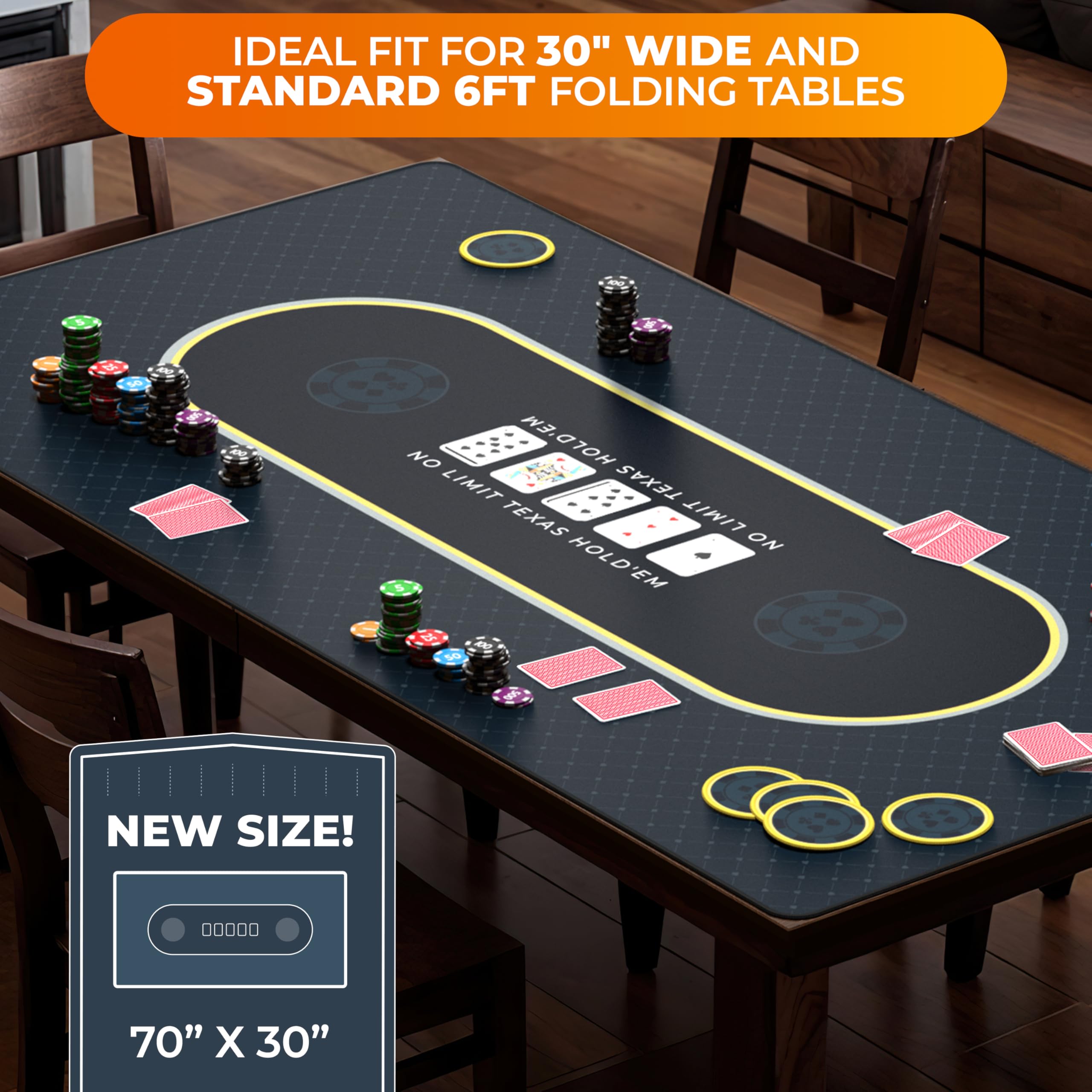 Newverest poker table top black mat enhances visibility and focus during play