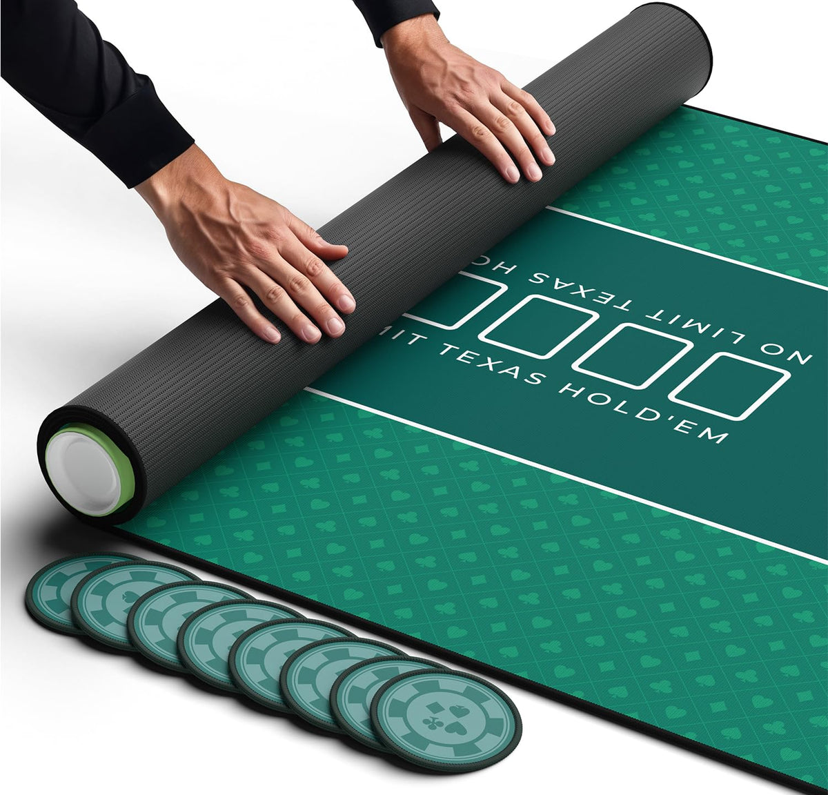 Newverest poker table top 70x35 setup on a home table for authentic casino-style play
