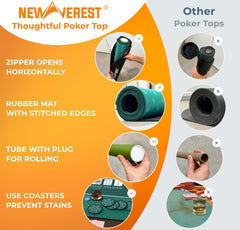 Newverest poker table top with eight coasters protecting surfaces during distraction-free games