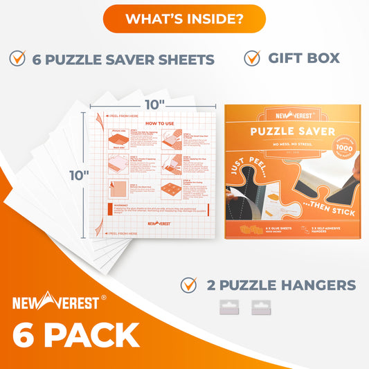 Newverest adhesive wall hangers securely display completed puzzles on the wall.