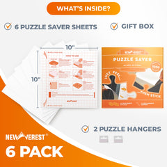 Newverest adhesive wall hangers securely display completed puzzles on the wall.