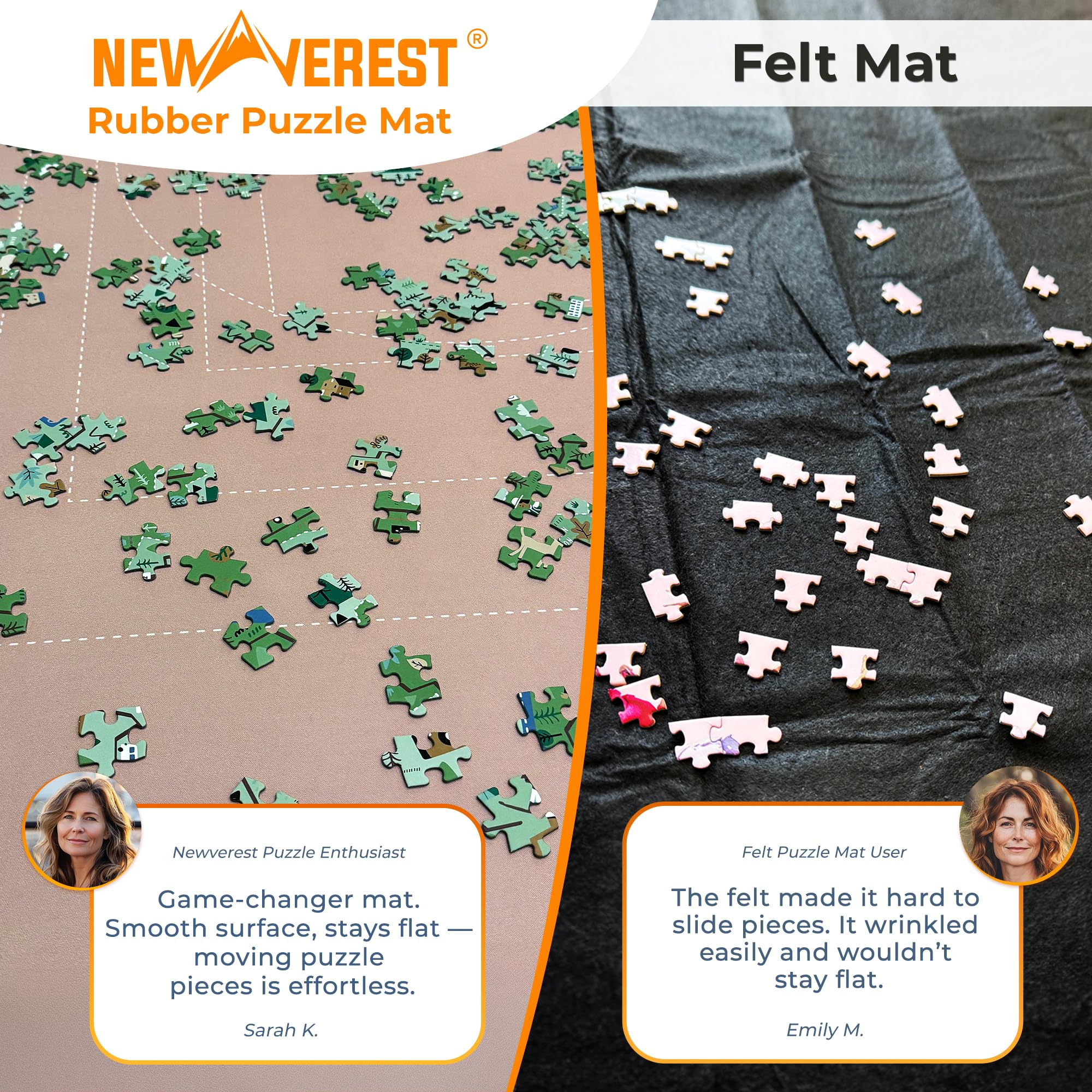 Newverest foam rolling tubes enable secure rolling and transport of puzzles.
