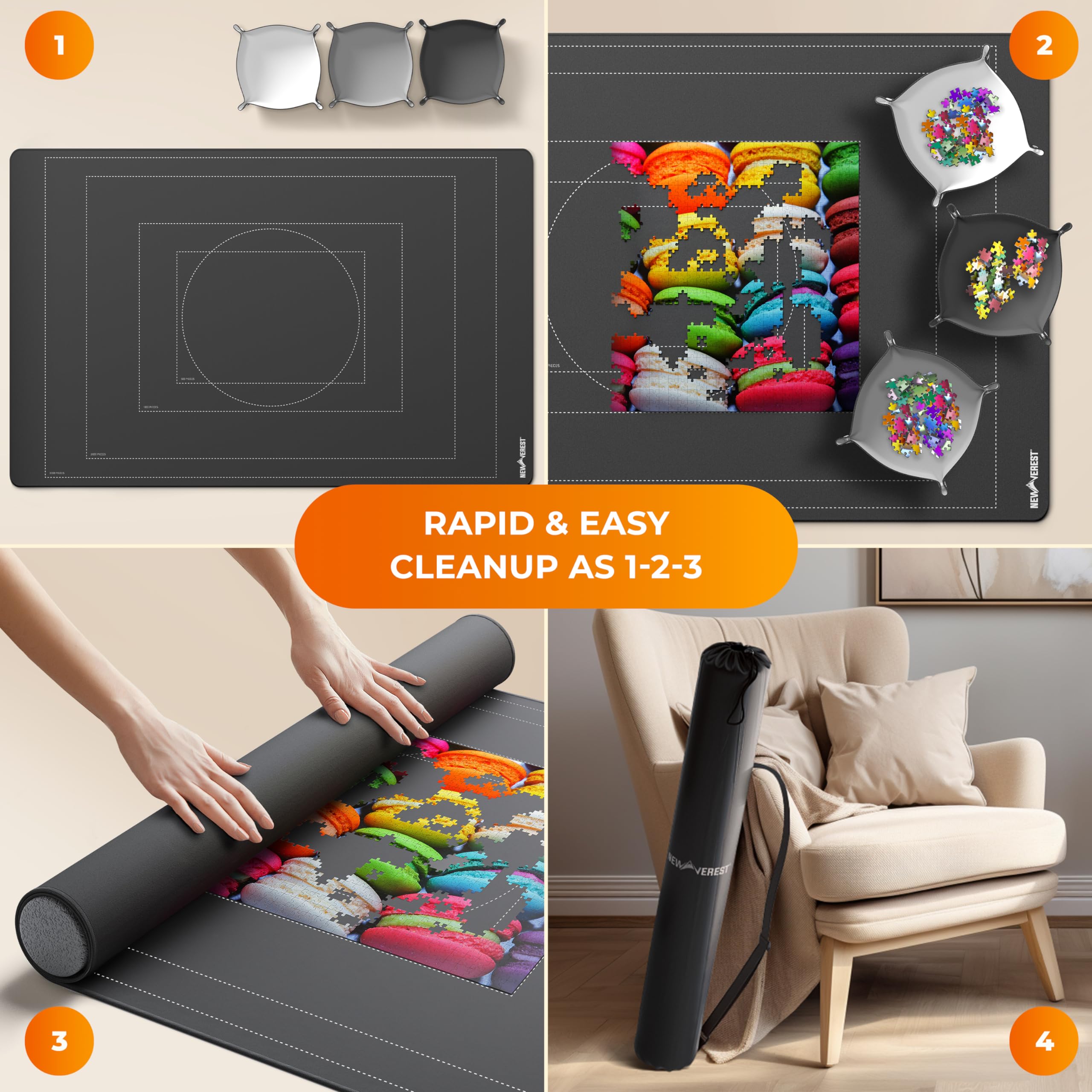 Newverest puzzle mat roll-up in travel bag for on-the-go storage