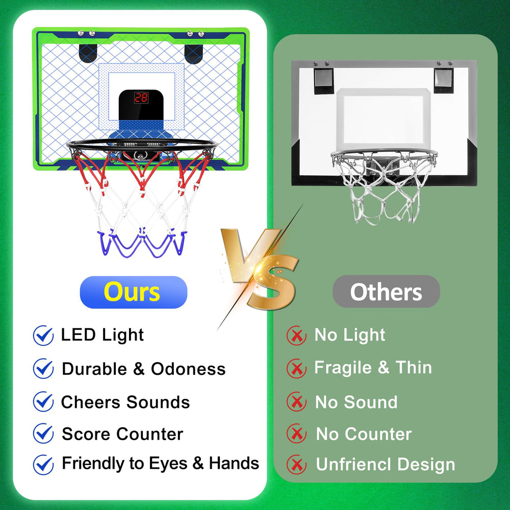 NEXBOX mini over-the-door hoop backboard highlights durable acrylic
