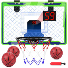 NEXBOX mini over-the-door hoop overview shows compact indoor play setup