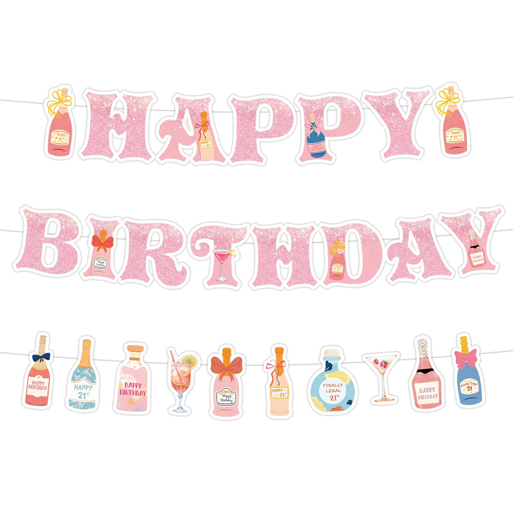 Neyeidru 21st birthday banner in pink letters for a stylish photo backdrop.